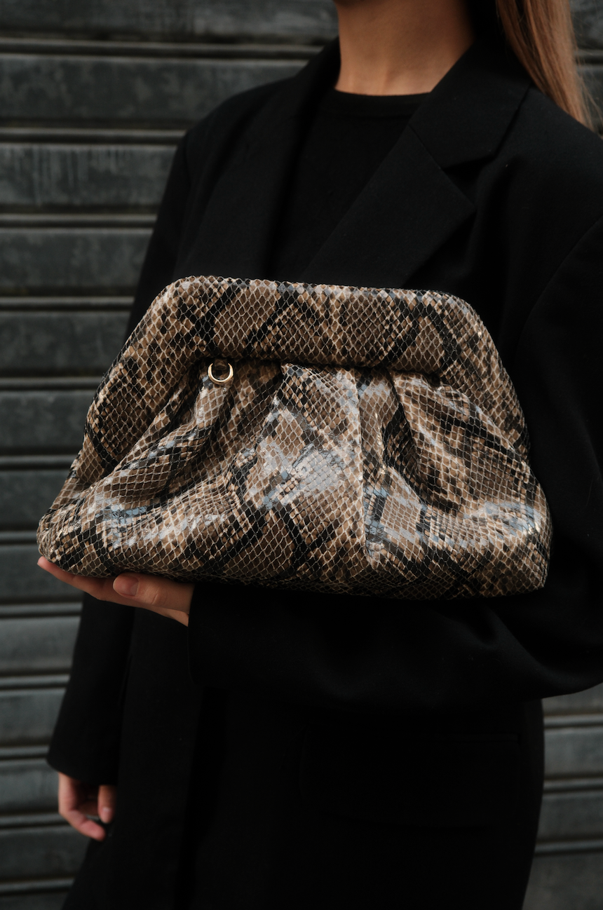 Sac pochette effet croco