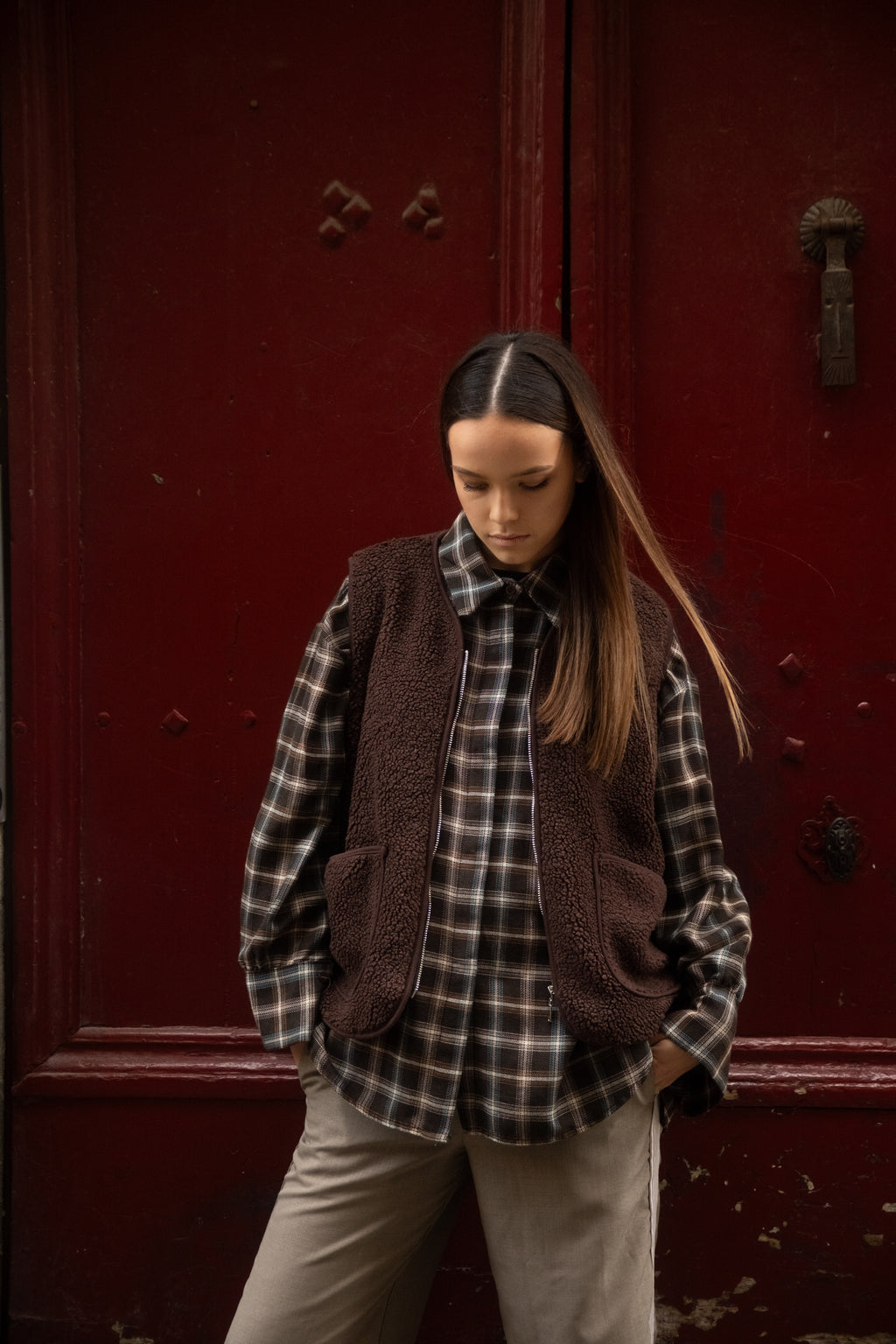 Veste moumoute sans manche