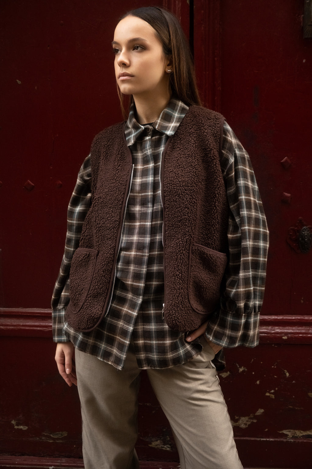 Veste moumoute sans manche